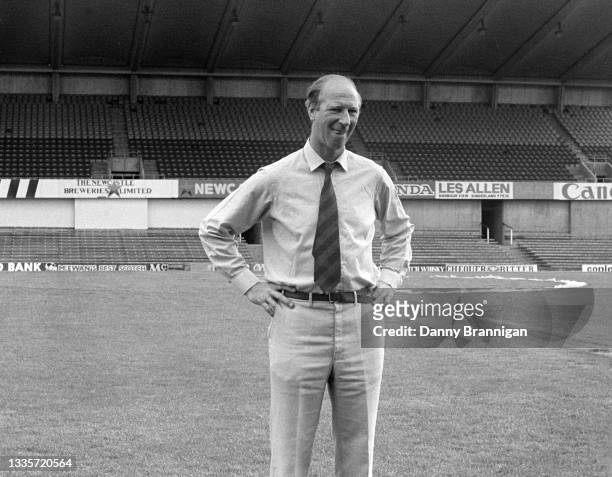 New Newcastle United manager Jack Charlton pictured at on the pitch at St James' Park at his first press conference as the new Newcastle United...