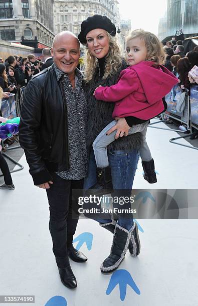 Aldo Zilli and Nikki Zilli attends the European Premiere of Happy Feet Two at Empire Leicester Square on November 20, 2011 in London, England.