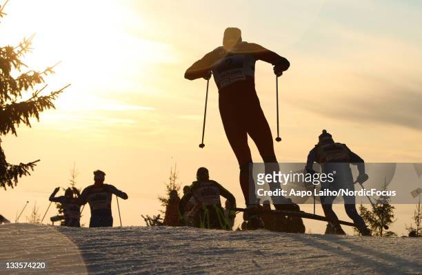 Lars Berger of Norway competes in the men's 4x10km Cross Country Skiing Relay during the FIS World Cup on November 20 in Sjusjoen, Norway.