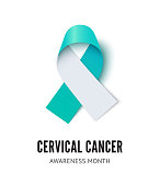 Cervical cancer awareness ribbon vector illustration isolated on white background