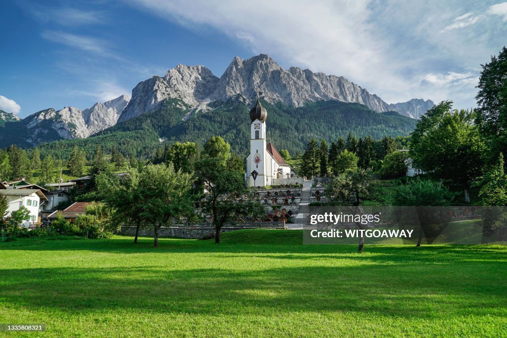 Garmisch-Partenkirchen, Germany - August 11, 2018: The parish church of St. John the Baptist