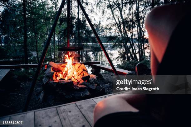 marshmallow über einem lagerfeuer grillen - lagerfeuer stock pictures, royalty-free photos & images