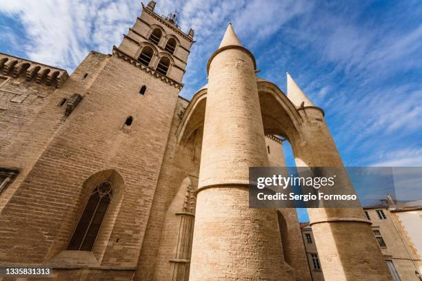 montpellier cathedral in languedoc-roussillon, france - montpellier stock pictures, royalty-free photos & images