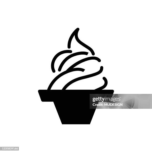 vanilla ice cream icon - frozen yogurt stock illustrations