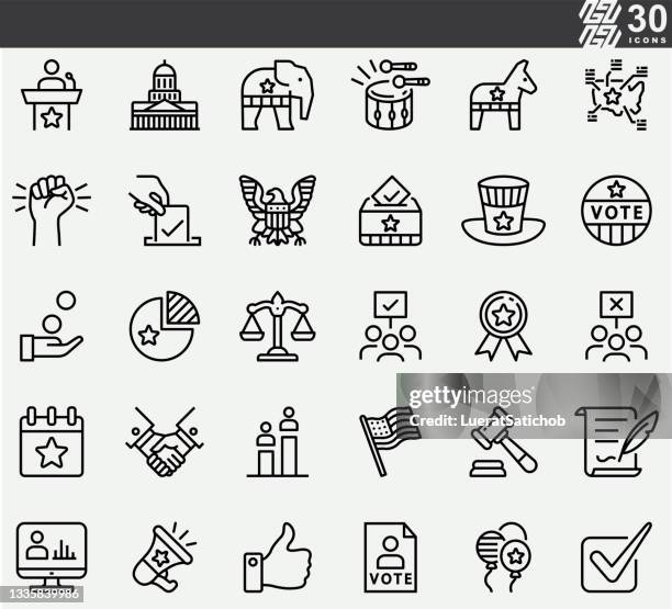 politics , democracy , political line icons - american culture 幅插畫檔、美工圖案、卡通及圖標