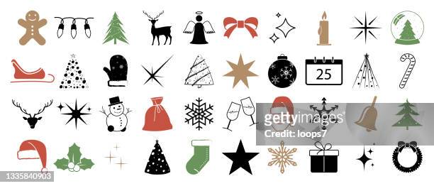 christmas icon set various color premium collection - 40 elements - christmas angel stock illustrations