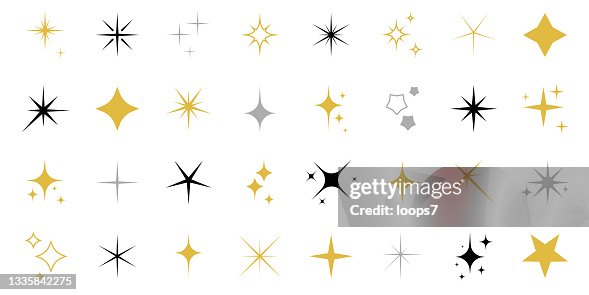 Icon Set of Sparkles and Stars on White Background Icon Set of Sparkles and Stars on White Background