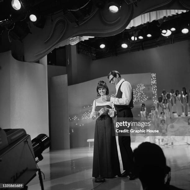 Canadian-American actress and singer Barbara Parkins and American actor Adam West host the first Miss Teen International beauty contest in Los...