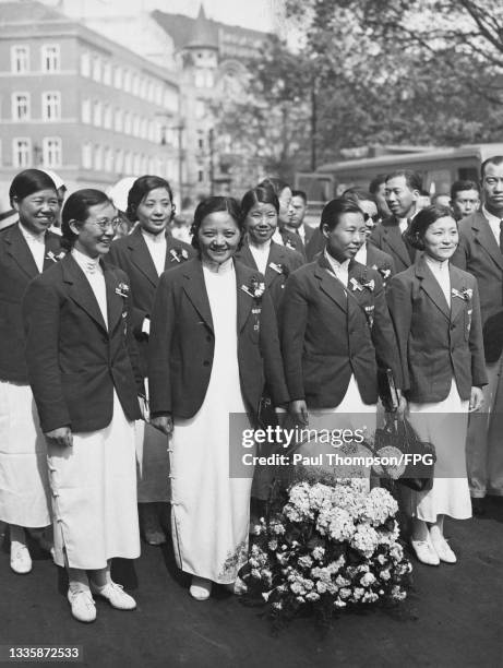 Unspecified Chinese athletes as China's Olympic team arrives ahead of the 1936 Summer Olympics in Berlin, Germany, 23rd July 1936.