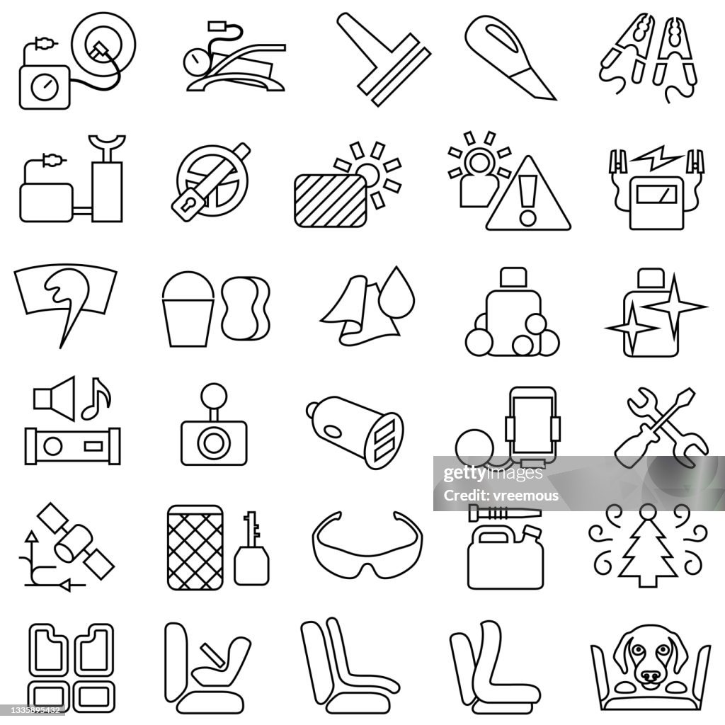 Car Maintenance and Accessories Products Icons