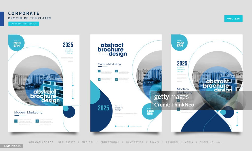 Conjunto de informe anual o diseño de plantilla de folleto de negocios