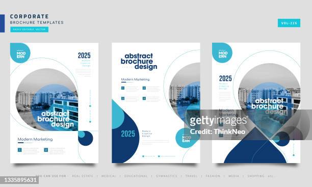 set of annual report or business flyer template design - corporate business stock illustrations