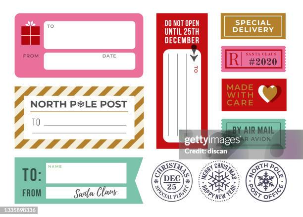 christmas gift tags, sticky labels and mailing rubber stamps. - rubber 幅插畫檔、美工圖案、卡通及圖標