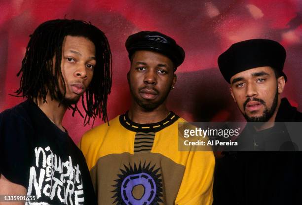 Rap group Main Source appears in a portrait taken on January 10, 1994 at Unique Sound Studios in New York City.