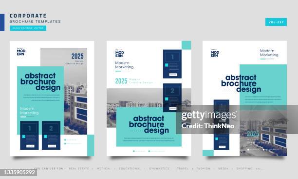 business brochure flyer design template set - corporate invitation stock illustrations