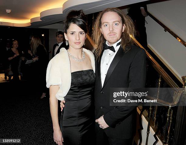 Tim Minchin and wife Sarah attends a drinks reception during the 57th Evening Standard Theatre Awards at The Savoy Hotel on November 20, 2011 in...