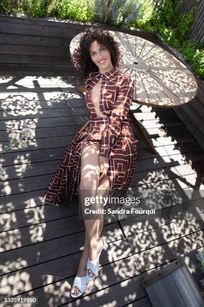 Actress Linda Hardy poses for a portrait on July 19, 2021 in Paris, France.