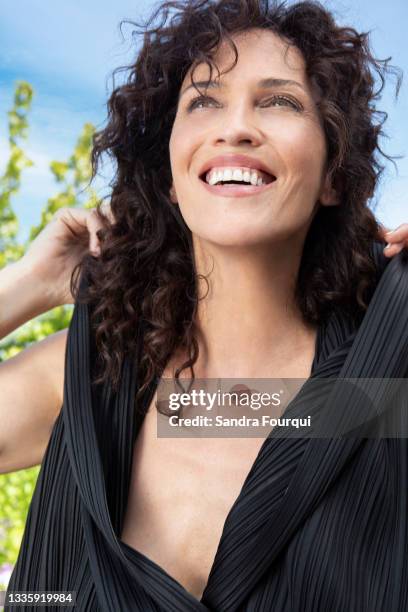 Actress Linda Hardy poses for a portrait on July 19, 2021 in Paris, France.