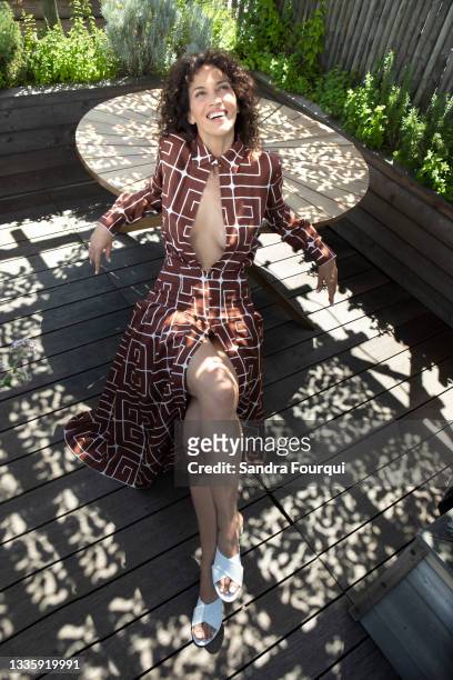 Actress Linda Hardy poses for a portrait on July 19, 2021 in Paris, France.