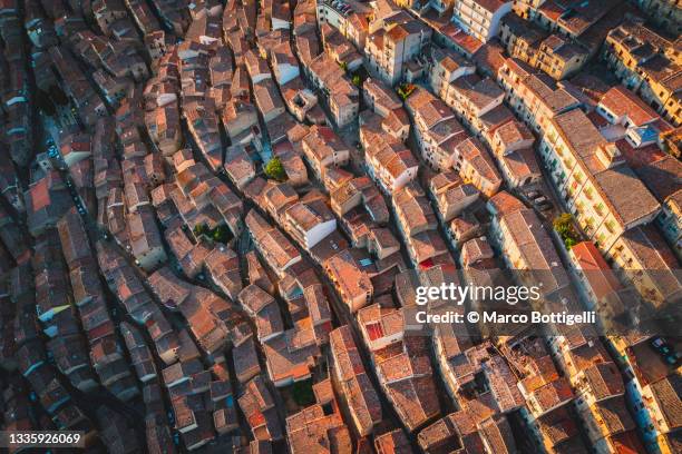 aerial view of crowded houses - centro storico foto e immagini stock