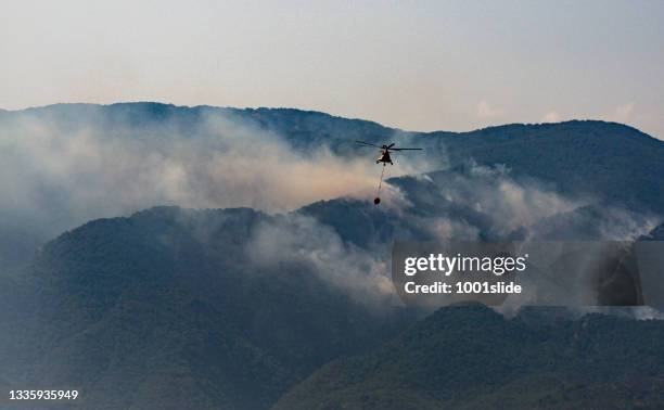 ida mountain forest fire - forest fire plane stock pictures, royalty-free photos & images