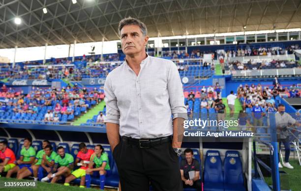 Michel, Head Coach of Getafe during the LaLiga Santander match between Getafe CF and Sevilla FC at Coliseum Alfonso Perez on August 23, 2021 in...