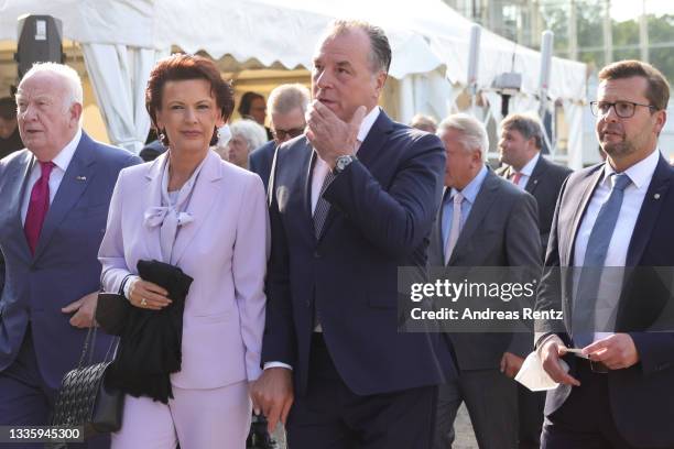Margit Toennies and Clemens Toennies attend celebrations marking the 75th anniversary of the modern state of North Rhine-Westphalia on August 23,...