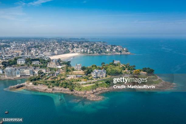 aerial view of dinard - bretagne stockfoto's en -beelden