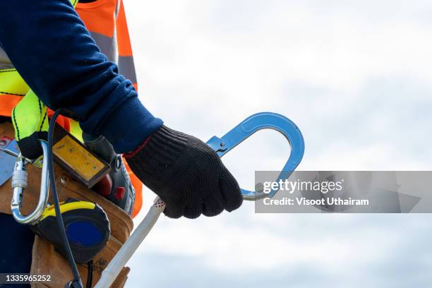 working at height equipment,roofing work. - fall protection stock pictures, royalty-free photos & images