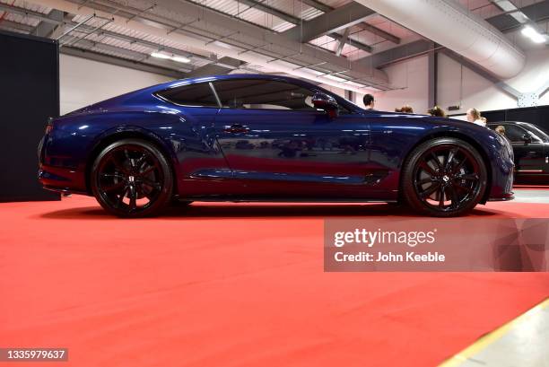 Bentley Continental GT is displayed at the British Motor Show at Farnborough International, Exhibition and Conference Centre on August 19, 2021 in...