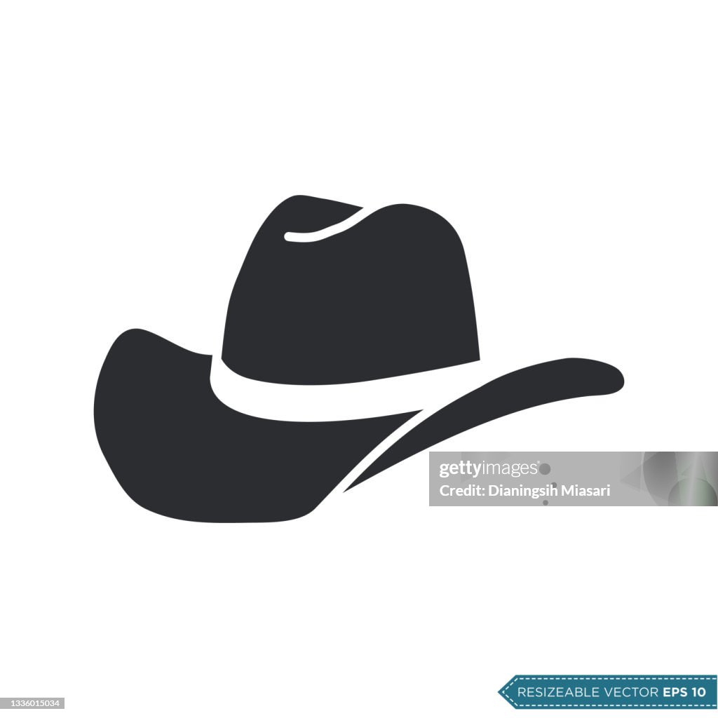 Western Style Cowboy Hat Icon Vector Template Flat Design Illustration