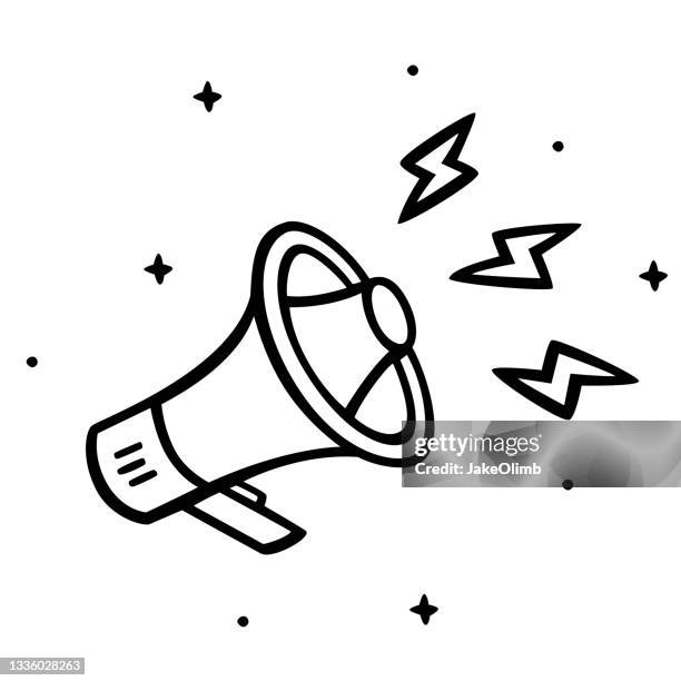 ilustraciones, imágenes clip art, dibujos animados e iconos de stock de doodle de megáfono 5 - megáfono