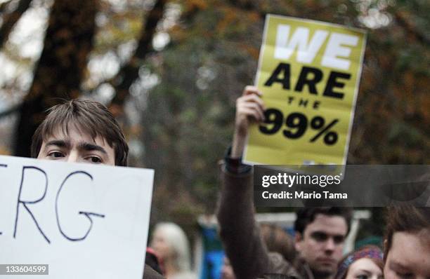 Protesters affiliated with Occupy Wall Street demonstrate near Mayor Michael Bloomberg's Upper East Side home on November 20, 2011 in New York City....