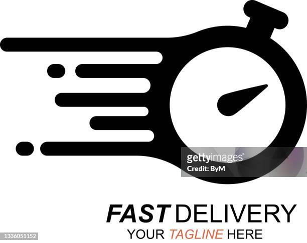 ilustraciones, imágenes clip art, dibujos animados e iconos de stock de logotipo de entrega de comida rápida - rapidez