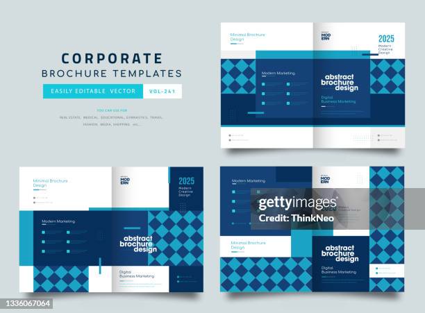 ilustrações de stock, clip art, desenhos animados e ícones de set of brochure design with line shapes, corporate business template - inside bank