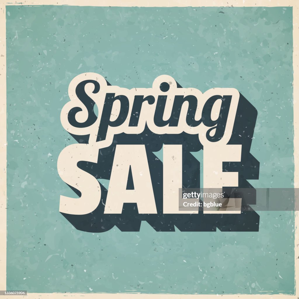 Spring Sale. Icon in retro vintage style - Old textured paper