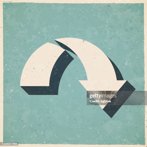 decrease. icon in retro vintage style - old textured paper - pointing down stock illustrations