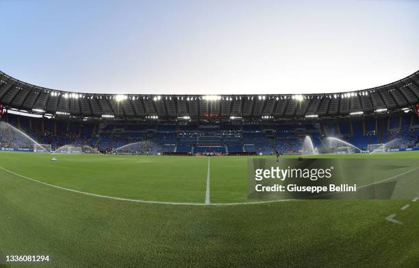 General view of Stadio Olimpico prior the Serie A match between AS Roma and ACF Fiorentina at Stadio Olimpico on August 22, 2021 in Rome, Italy.