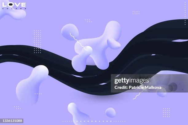 stockillustraties, clipart, cartoons en iconen met vector 3d lines background with fluid shapes, party modern design art, flow abstract, geometric modern composition - dance