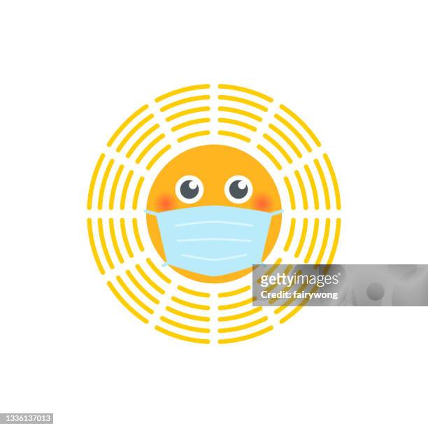 sonne im gesicht schutzmaske - corona sun stock-grafiken, -clipart, -cartoons und -symbole