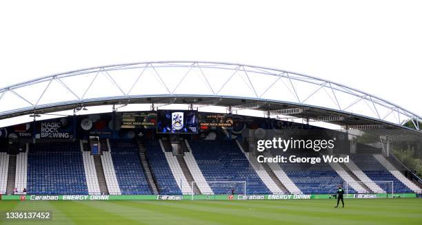 General view of the John Smith’s Stadium before the Carabao Cup second round match between Huddersfield Town and Everton at John Smith’s Stadium on...