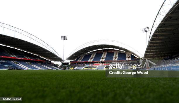 General view of the John Smith’s Stadium before the Carabao Cup second round match between Huddersfield Town and Everton at John Smith’s Stadium on...