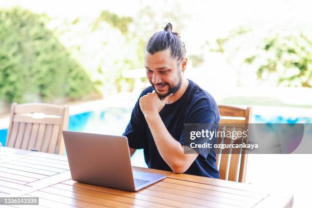 Working From Home Pool Computer Working From Home Pool Photos and Premium High Res Pictures - Getty Images