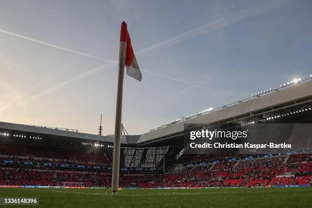 General view inside the stadium prior to the UEFA Champions League Play-Offs Leg Two match between PSV Eindhoven and SL Benfica at Philips Stadion on...