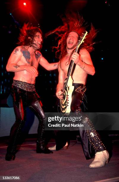 British musician Ozzy Osbourne and American guitarist Zakk Wylde perform at the Poplar Creek Music Theater in Hoffman Estates, Chicago, Illinois,...