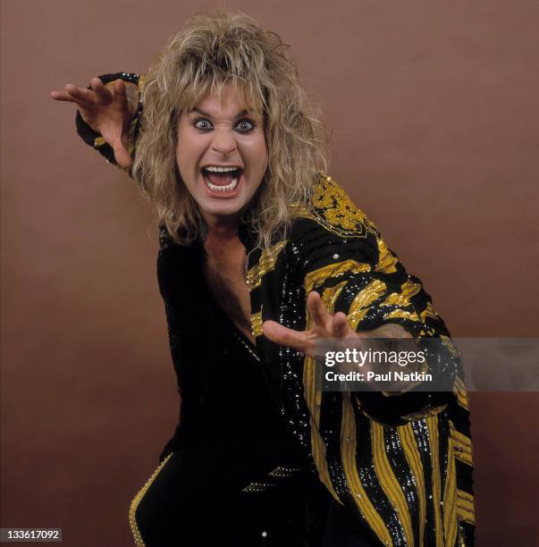 Portrait of British musician Ozzy Osbourne before a performance at the Poplar Creek Music Theater in Hoffman Estates, Chicago, Illinois, July 13,...