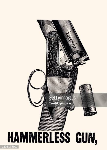 antique gun 1887         -high resolution with lots of detail- - shotgun stock illustrations