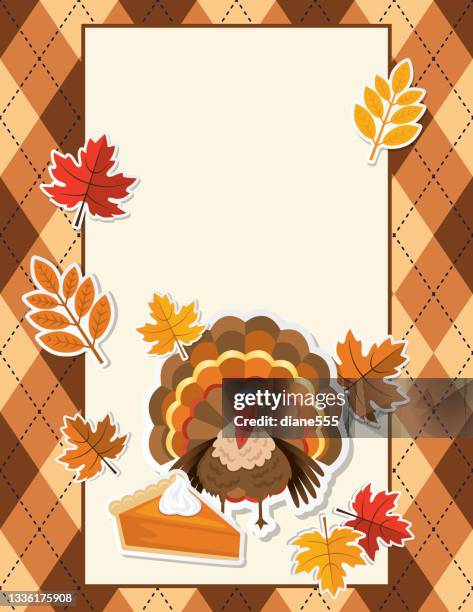 blank thanksgiving dinner invitation template - pumpkin pie stock illustrations