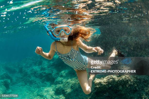 férias legais e vibrações subaquáticas - scuba diving girl - fotografias e filmes do acervo