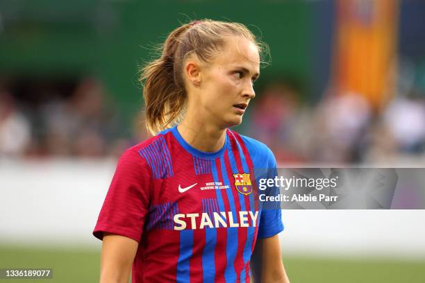 Graham Hansen of FC Barcelona looks on in the second half during the Women's International Champions Cup semifinal between Olympique Lyonnais and FC...